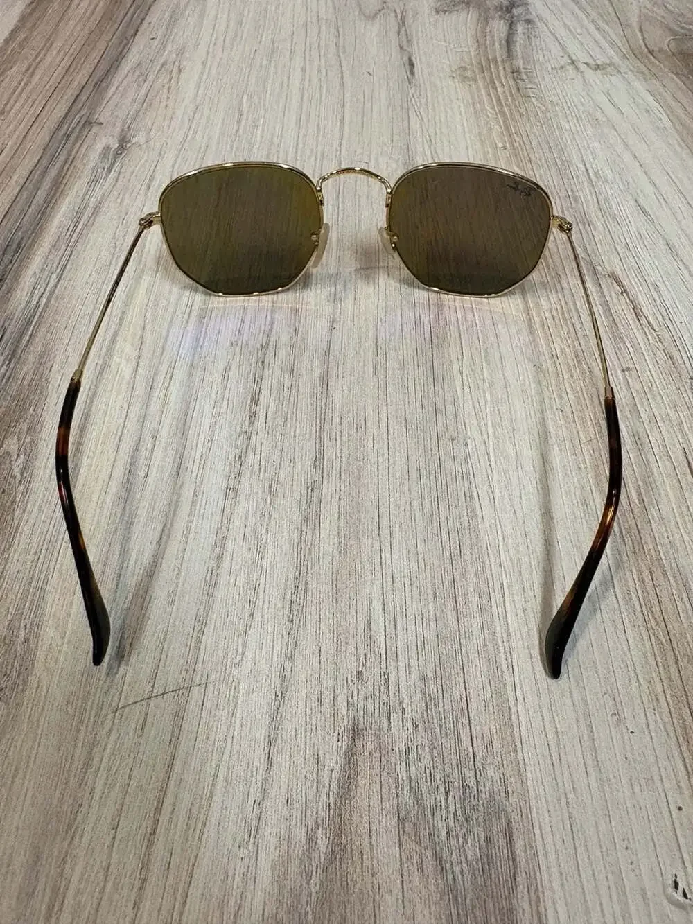 HEXAGONAL FLAT LENSES Sunglasses in Arista Gold and Brown (51-21) - RB3548N